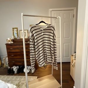 Adorable Brown Striped Long Sleeve Pullover-XL